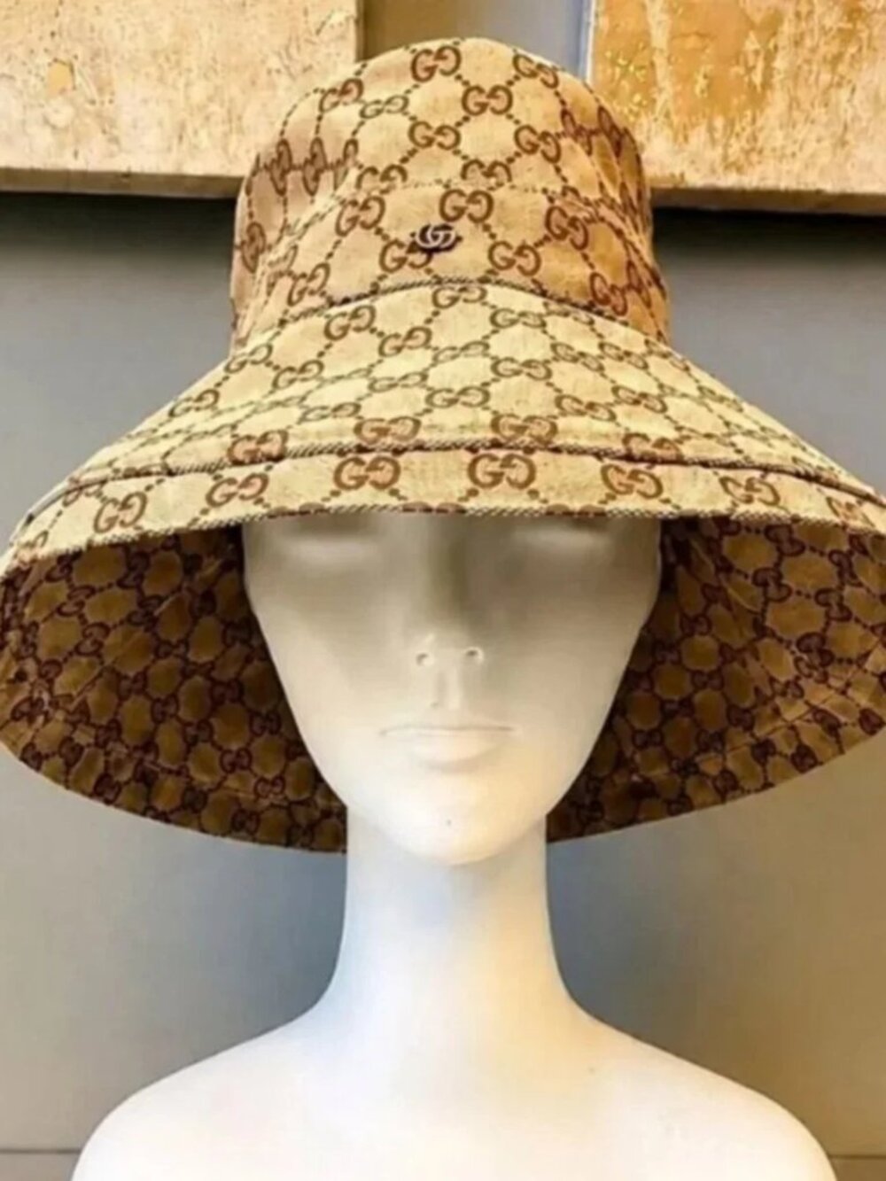 Gucci GG Monogram Wide Brim Bucket Sun Hat